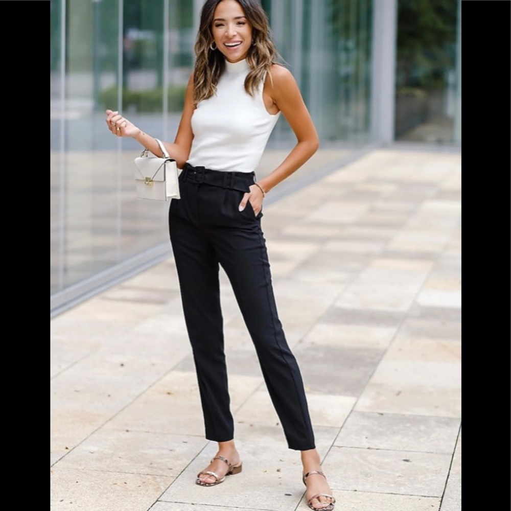 Express High Rise Belted Ankle Dress trouser pants